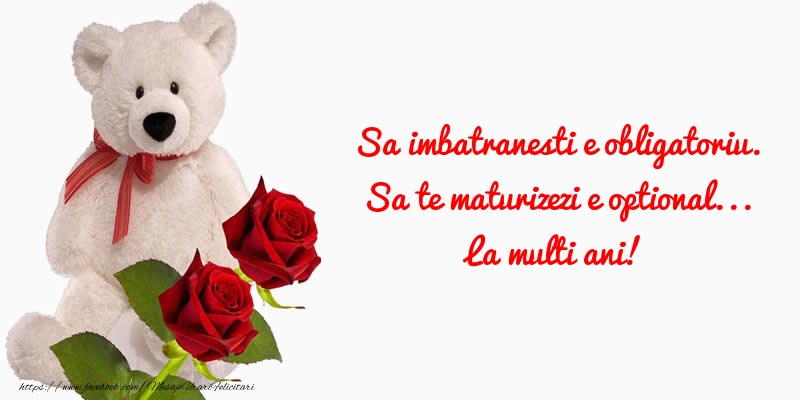 Felicitari de zi de nastere - Sa imbatranesti e obligatoriu. Sa te maturizezi e optional. La multi ani! - mesajeurarifelicitari.com