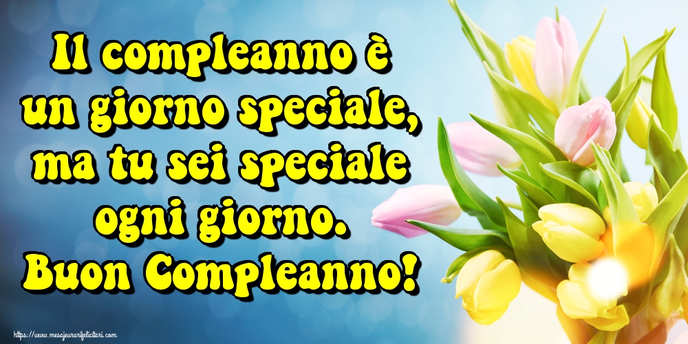 Felicitari de zi de nastere in Italiana - Il compleanno è un giorno speciale, ma tu sei speciale ogni giorno. Buon Compleanno!