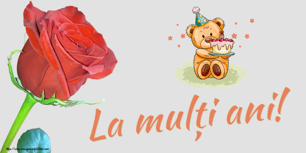 Felicitari de zi de nastere - La mulți ani! ~ Ursulet cu tort - mesajeurarifelicitari.com