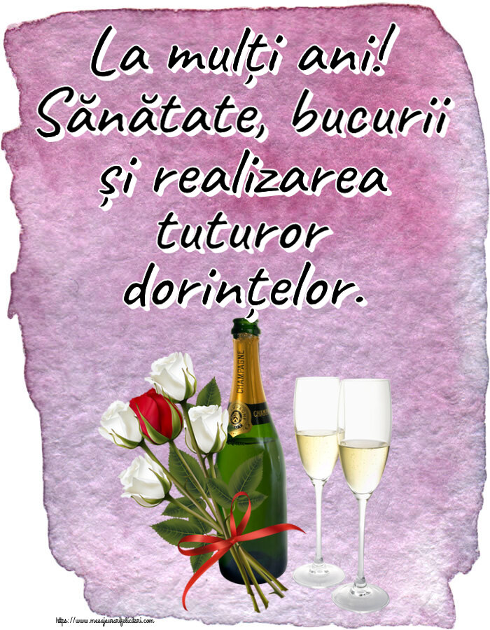 Zi de nastere La mulți ani! Sănătate, bucurii și realizarea tuturor dorințelor. ~ 4 trandafiri albi și unul roșu