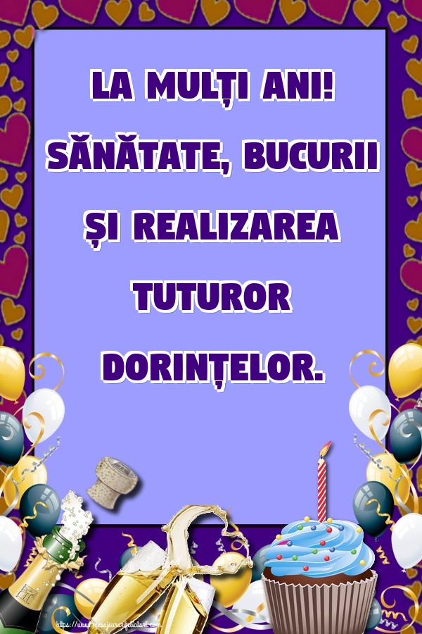 Felicitari de zi de nastere - La mulți ani! Sănătate, bucurii și realizarea tuturor dorințelor. ~ șampanie cu pahar - mesajeurarifelicitari.com
