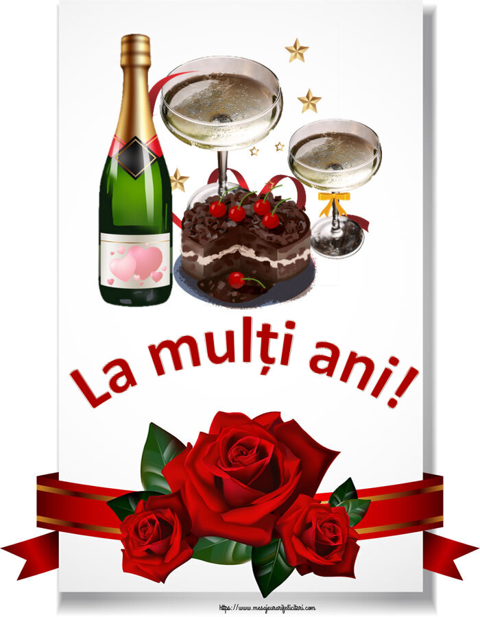 Zi de nastere La mulți ani! ~ tort de ciocolată, șampanie cu inimioare