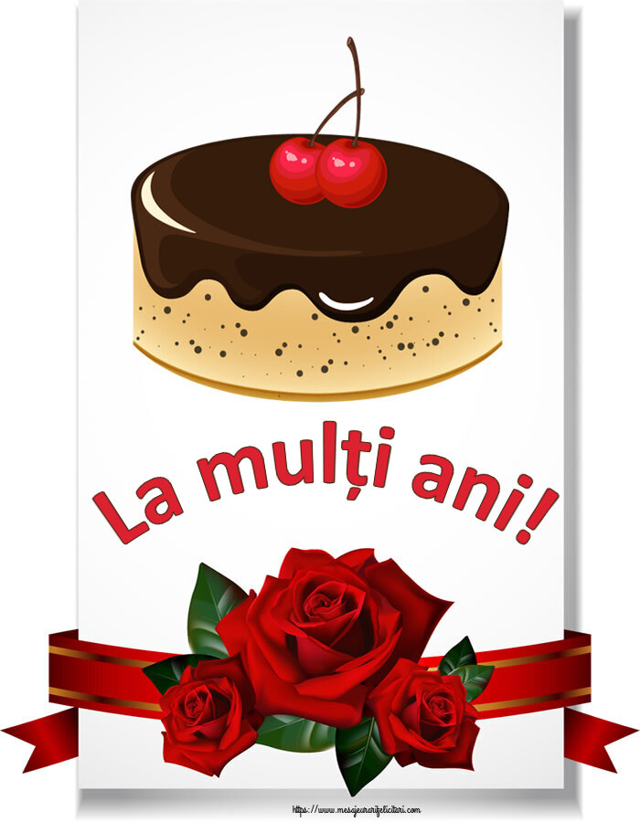 Felicitari de zi de nastere - La mulți ani! ~ tort de ciocolată cu 2 cireșe - mesajeurarifelicitari.com