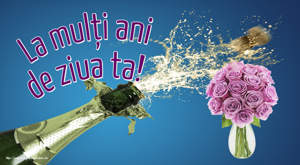 Felicitari de zi de nastere - La mulți ani de ziua ta! ~ trandafiri mov în vază - mesajeurarifelicitari.com