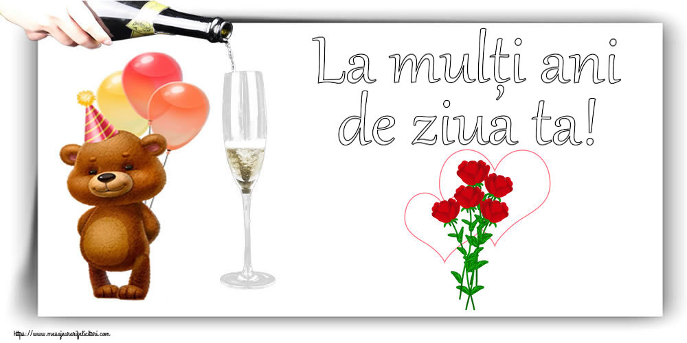 Zi de nastere La mulți ani de ziua ta! ~ desen cu trandafiri și inimioare