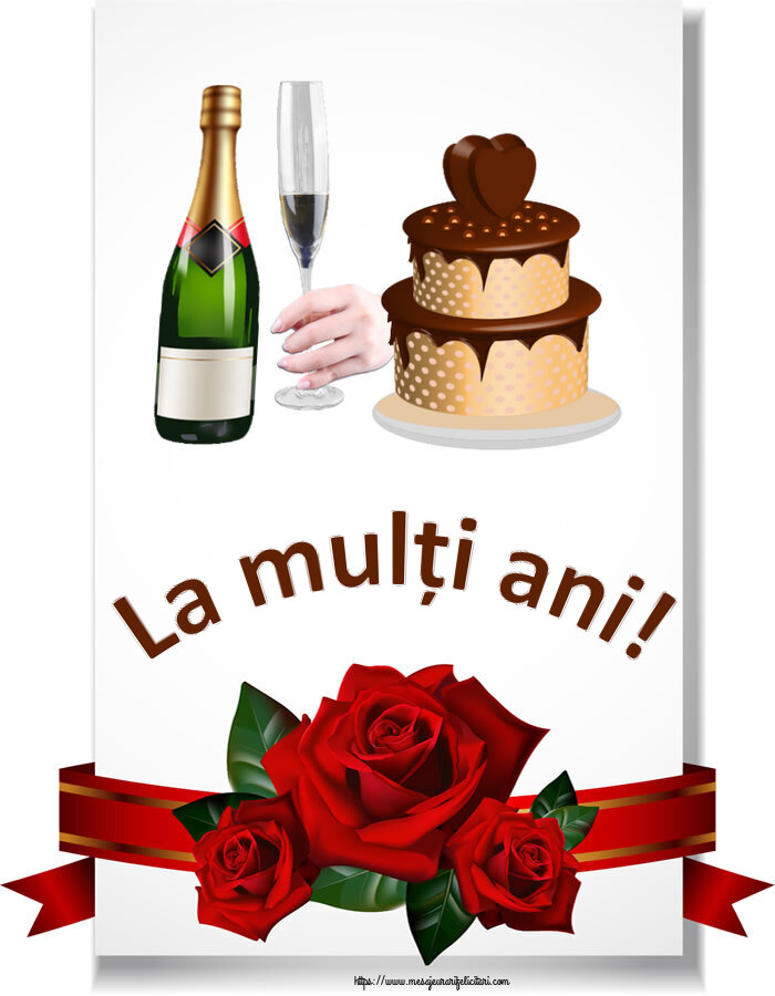 Zi de nastere La mulți ani! ~ tort cu inimioara și șampanie