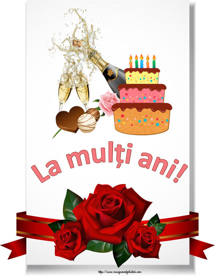 Felicitari de zi de nastere - La mulți ani! ~ șampanie și tort cu lumânări - mesajeurarifelicitari.com