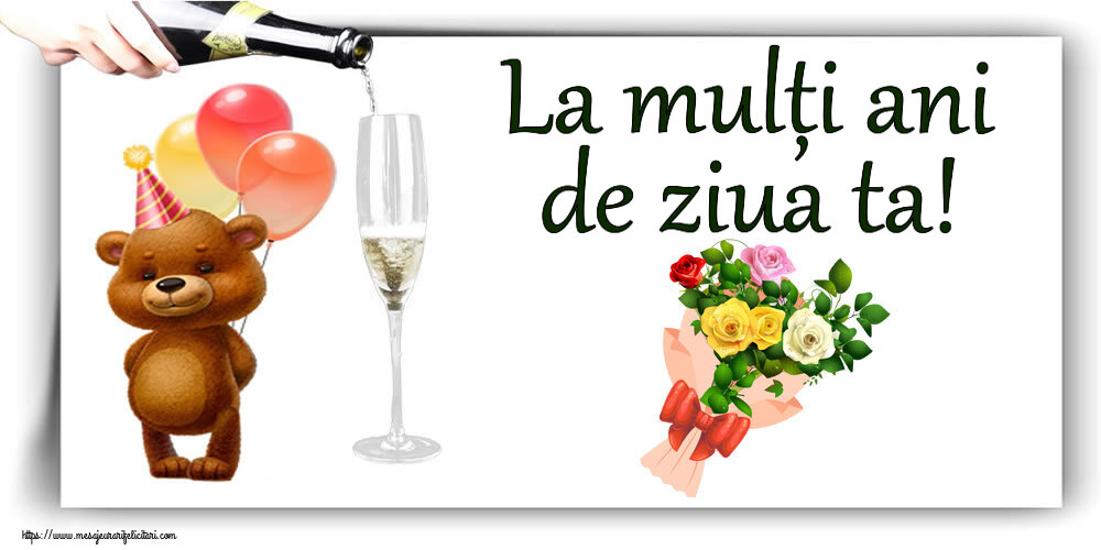 Zi de nastere La mulți ani de ziua ta! ~ buchet de trandafiri multicolor