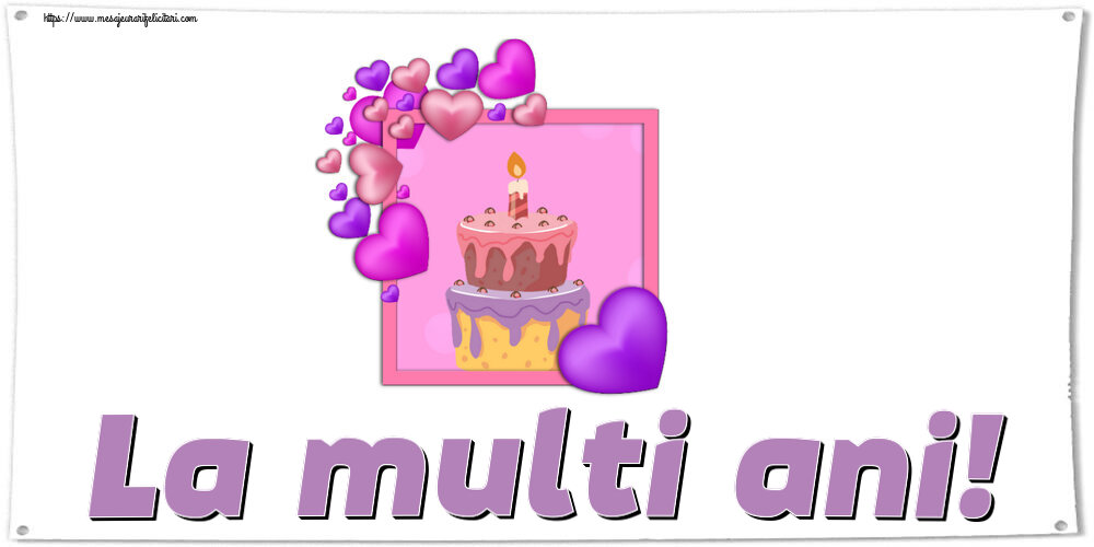 Felicitari de zi de nastere - La multi ani! ~ tort cu inimioare mov - mesajeurarifelicitari.com