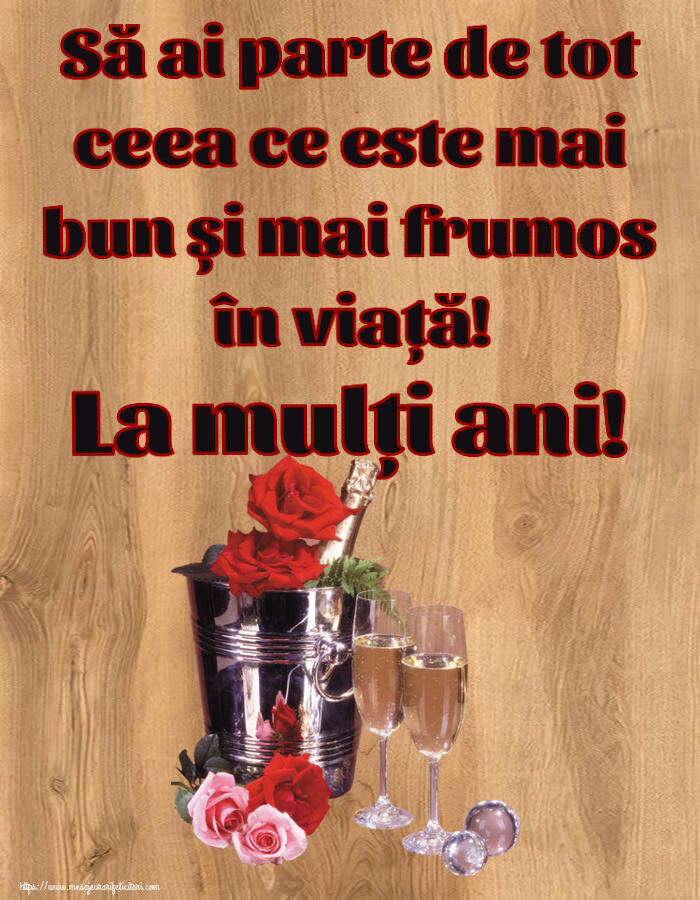 Zi de nastere Să ai parte de tot ceea ce este mai bun și mai frumos în viață! La mulți ani! ~ șampanie în frapieră & trandafiri