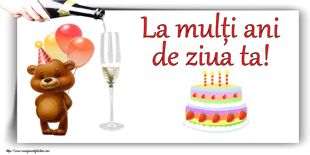 Felicitari de zi de nastere - La mulți ani de ziua ta! ~ desen tort căpșuni - mesajeurarifelicitari.com
