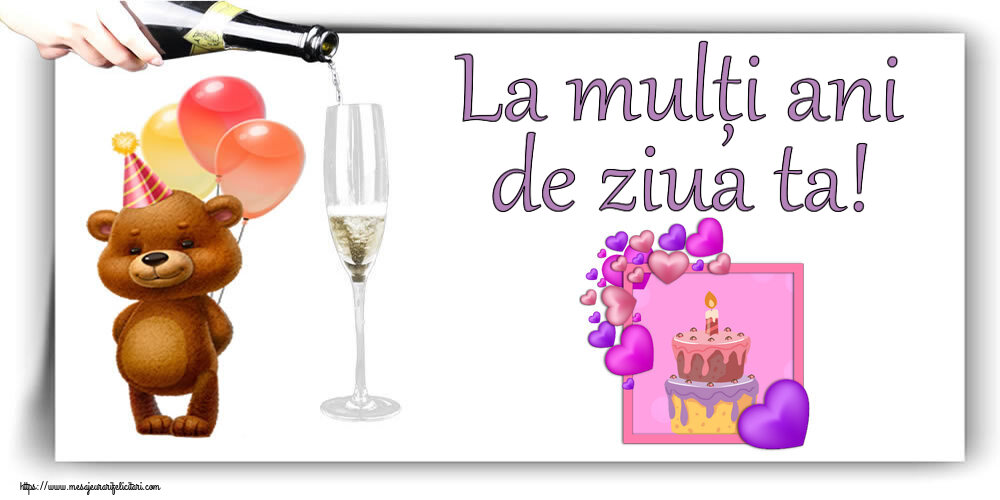 Felicitari de zi de nastere - La mulți ani de ziua ta! ~ tort cu inimioare mov - mesajeurarifelicitari.com