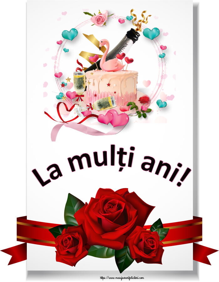 Felicitari de zi de nastere - La mulți ani! ~ tort cu lebădă și șampanie - mesajeurarifelicitari.com