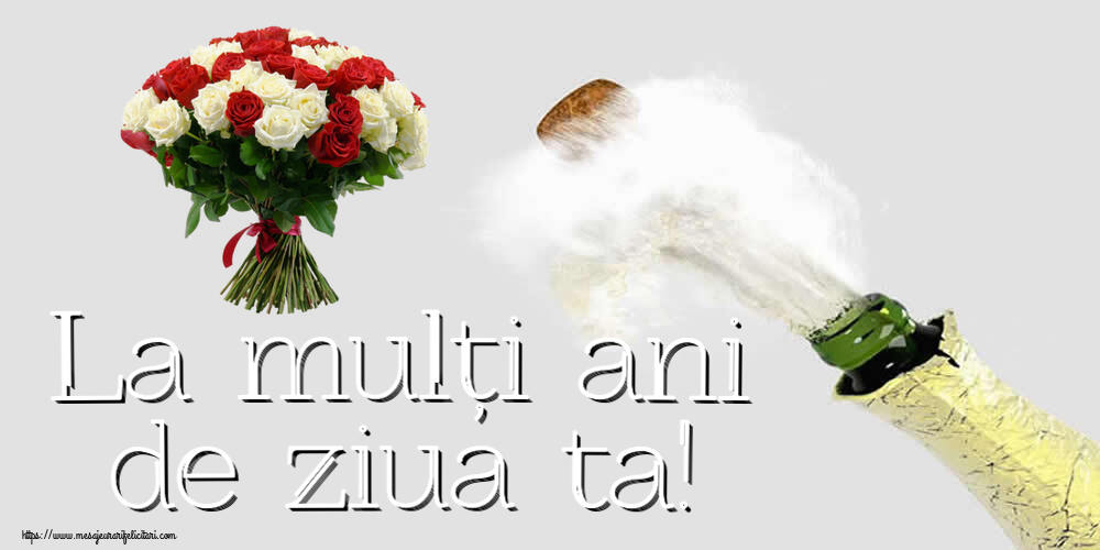 Zi de nastere La mulți ani de ziua ta! ~ buchet de trandafiri roșii și albi