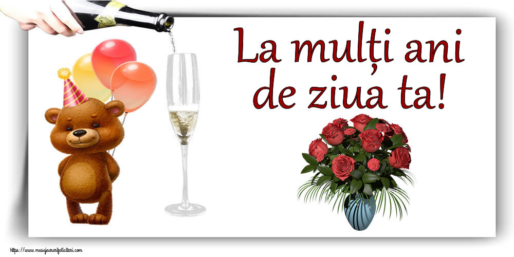 Felicitari de zi de nastere - La mulți ani de ziua ta! ~ vaza cu trandafiri - mesajeurarifelicitari.com
