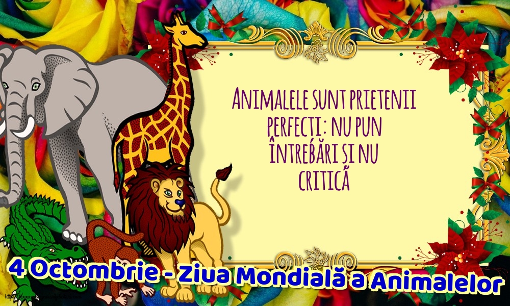 4 Octombrie - Ziua Mondială a Animalelor