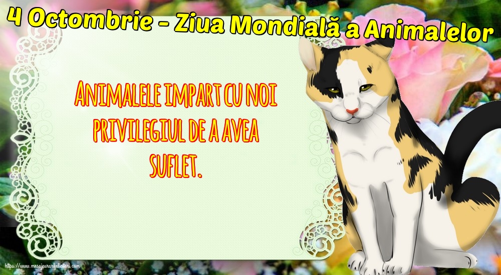 Ziua Animalelor 4 Octombrie - Ziua Mondială a Animalelor
