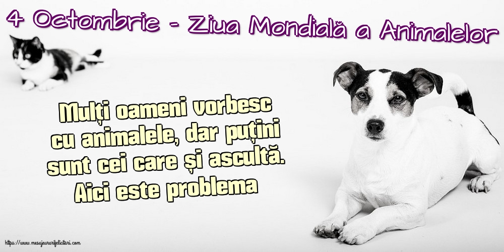 4 Octombrie - Ziua Mondială a Animalelor