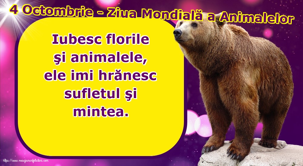 4 Octombrie - Ziua Mondială a Animalelor
