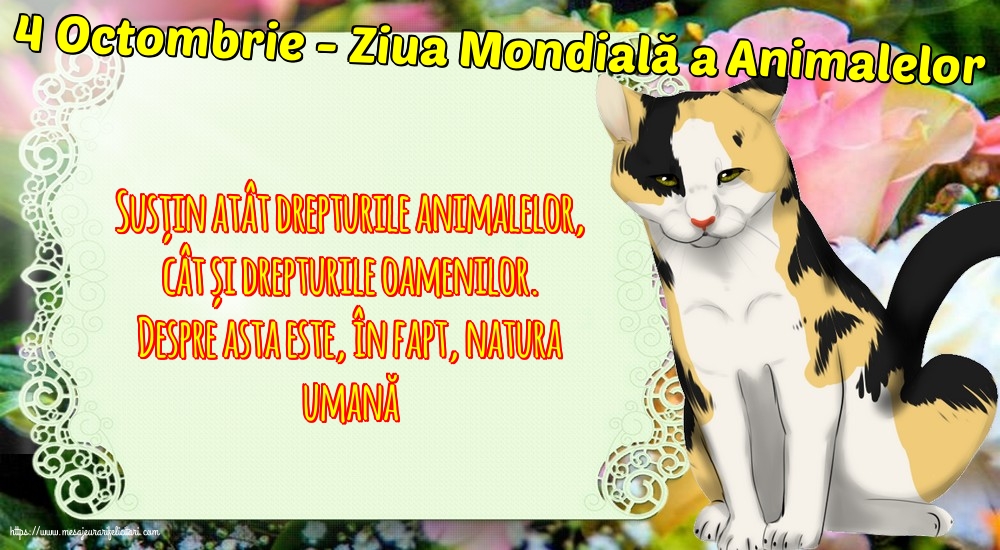 4 Octombrie - Ziua Mondială a Animalelor