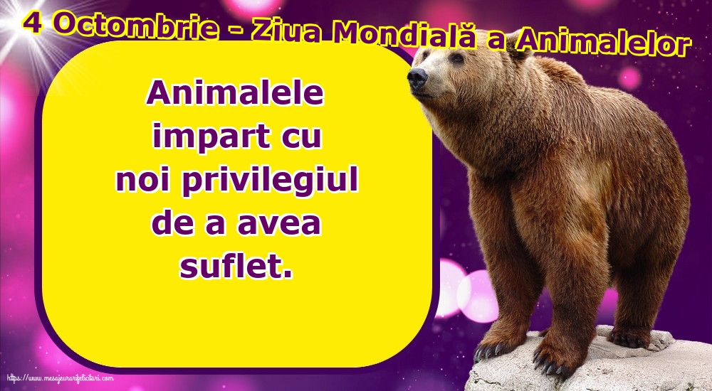 4 Octombrie - Ziua Mondială a Animalelor