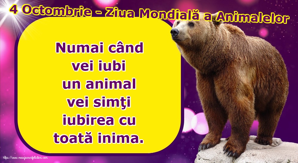 4 Octombrie - Ziua Mondială a Animalelor