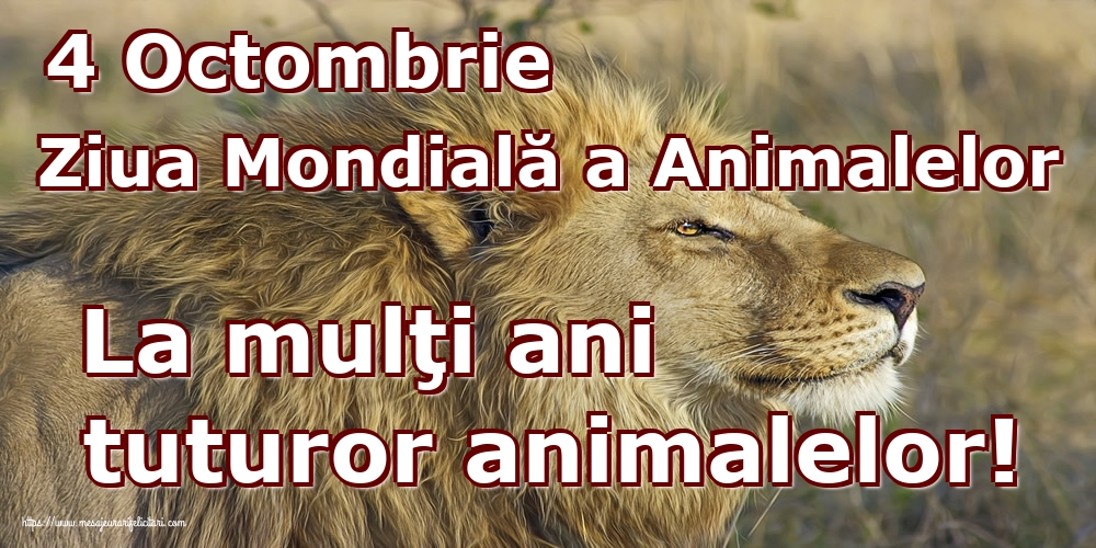 4 Octombrie Ziua Mondială a Animalelor La mulţi ani tuturor animalelor!
