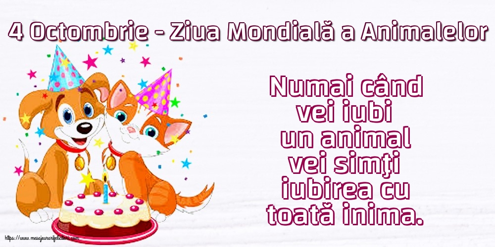 Ziua Animalelor 4 Octombrie - Ziua Mondială a Animalelor