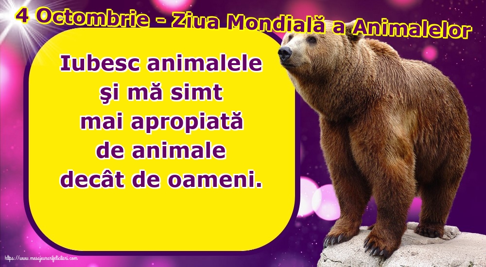 4 Octombrie - Ziua Mondială a Animalelor
