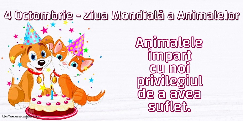 4 Octombrie - Ziua Mondială a Animalelor