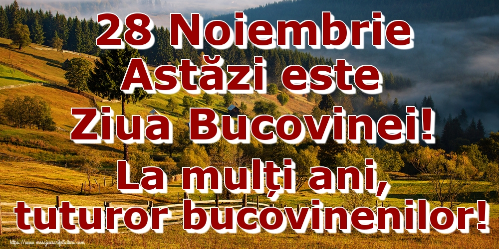28 Noiembrie Astăzi este Ziua Bucovinei! La mulți ani, tuturor bucovinenilor!