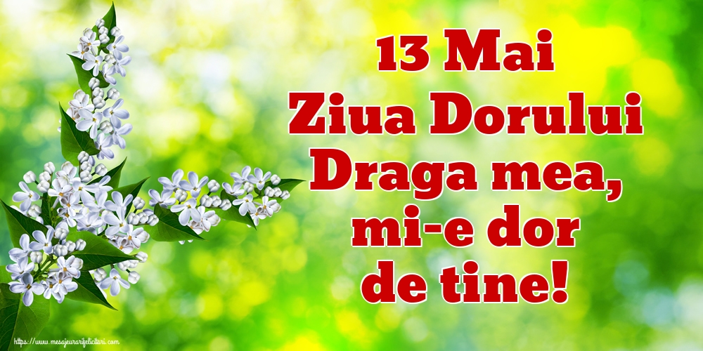 13 Mai Ziua Dorului Draga mea, mi-e dor de tine!
