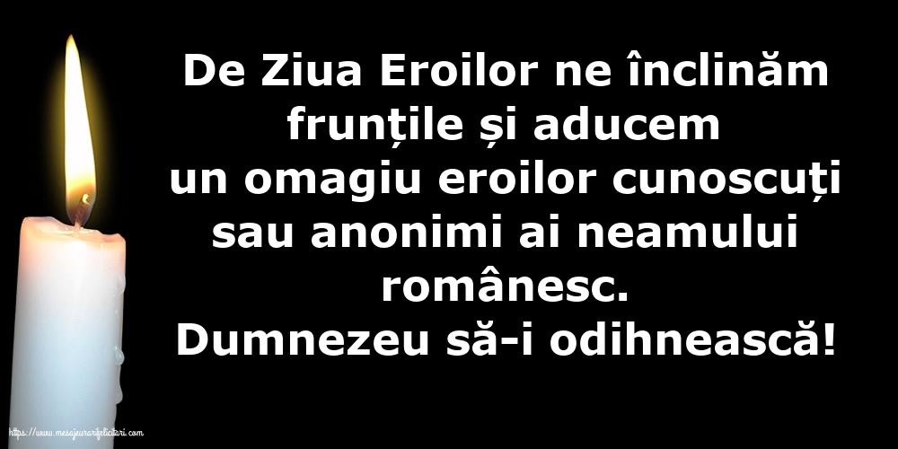 Ziua Eroilor Dumnezeu să-i odihnească!