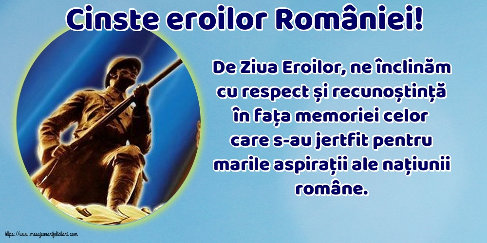 Cinste eroilor României!