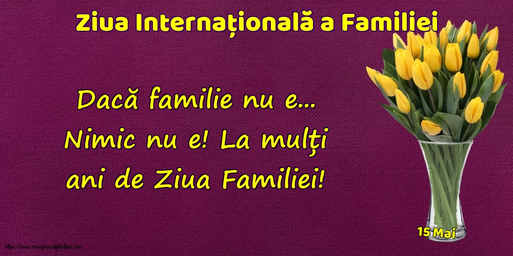 Felicitari de Ziua Familiei - 15 Mai - Ziua Internațională a Familiei - Dacă familie nu e... Nimic nu e! - mesajeurarifelicitari.com