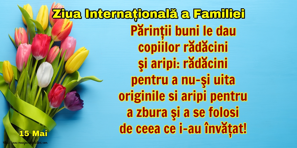 Ziua Familiei 15 Mai - Ziua Internațională a Familiei - Părinţii buni le dau copiilor rădăcini şi aripi