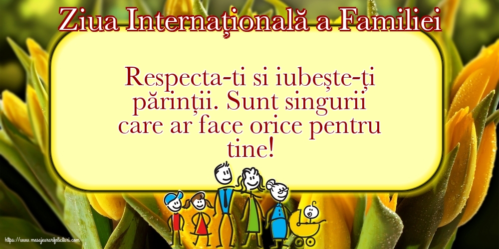 15 Mai - Ziua Internațională a Familiei - Respecta-ti si iubește-ți părinții