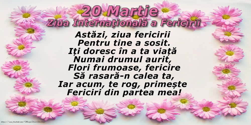 Poezie de 20 Martie -  Ziua Internațională a Fericirii