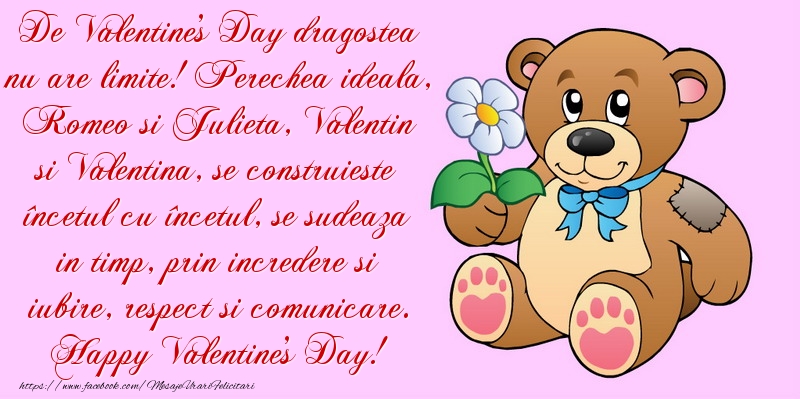 Felicitari Ziua indragostitilor - De Valentine's Day dragostea nu are limite - mesajeurarifelicitari.com
