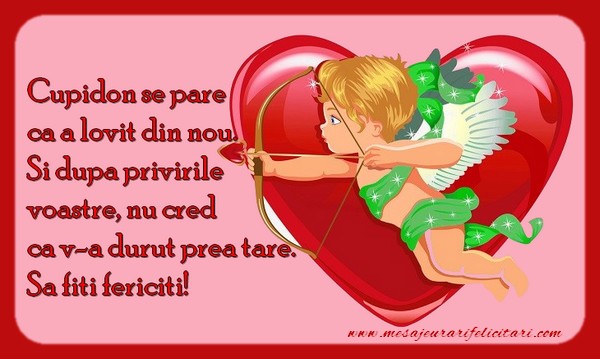 Cupidon se pare ca a lovit din nou. Si dupa privirile voastre, nu cred ca v-a durut prea tare. Sa fiti fericiti!