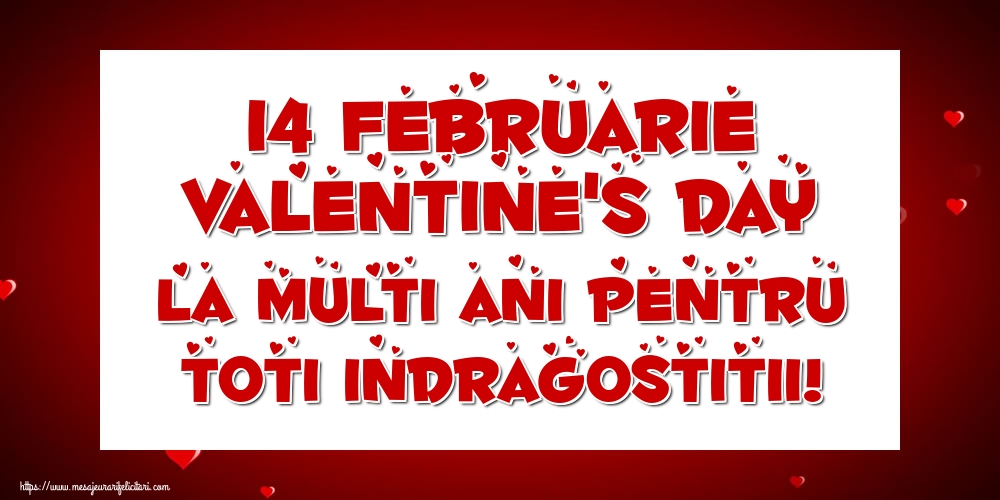 14 Februarie Valentine's Day La multi ani pentru toti indragostitii!