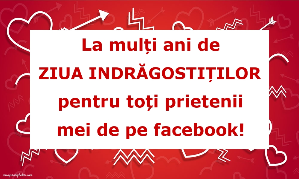 Felicitari Ziua indragostitilor - La mulți ani pentru toți prietenii mei de pe facebook! - mesajeurarifelicitari.com