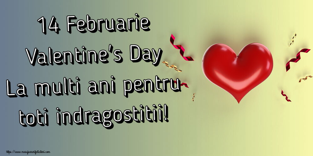 Ziua indragostitilor 14 Februarie Valentine's Day La multi ani pentru toti indragostitii! ~ inima roșie și confeti