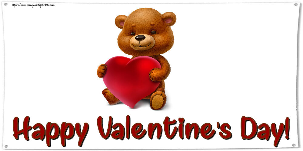Descarca felicitarea - Felicitari Ziua indragostitilor - Happy Valentine's Day! ~ urs cu inimioară - mesajeurarifelicitari.com