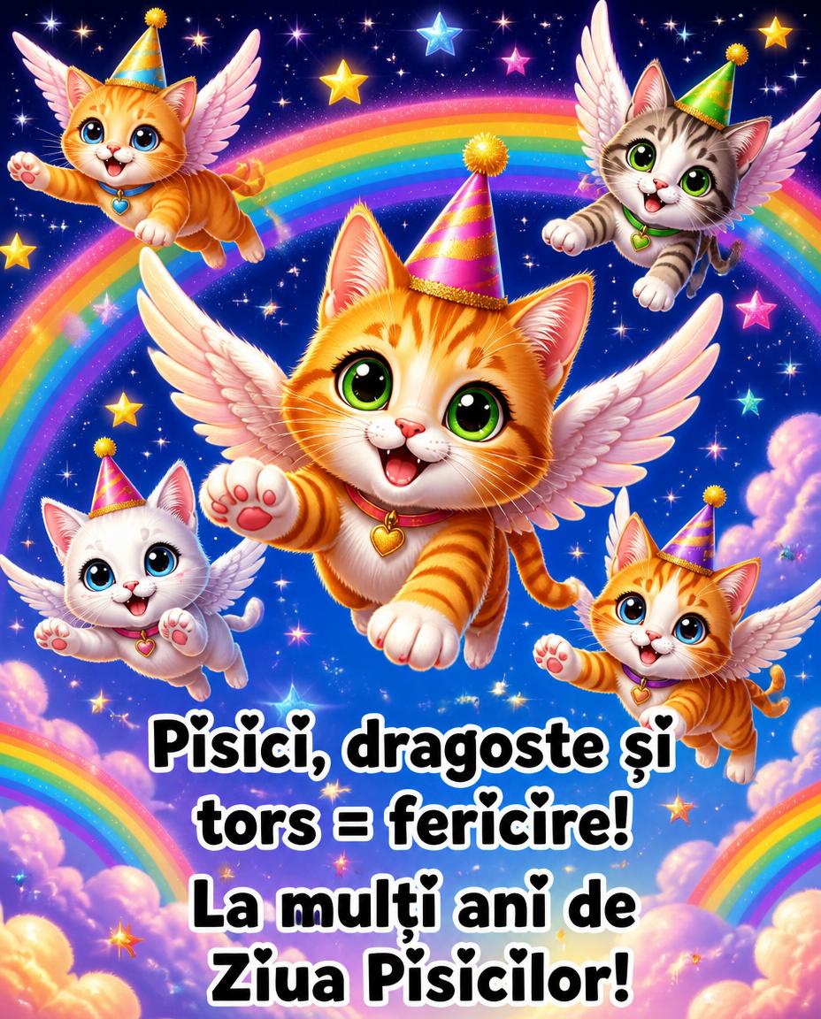 Pisici, dragoste și tors = fericire! La mulți ani de Ziua Pisicilor!