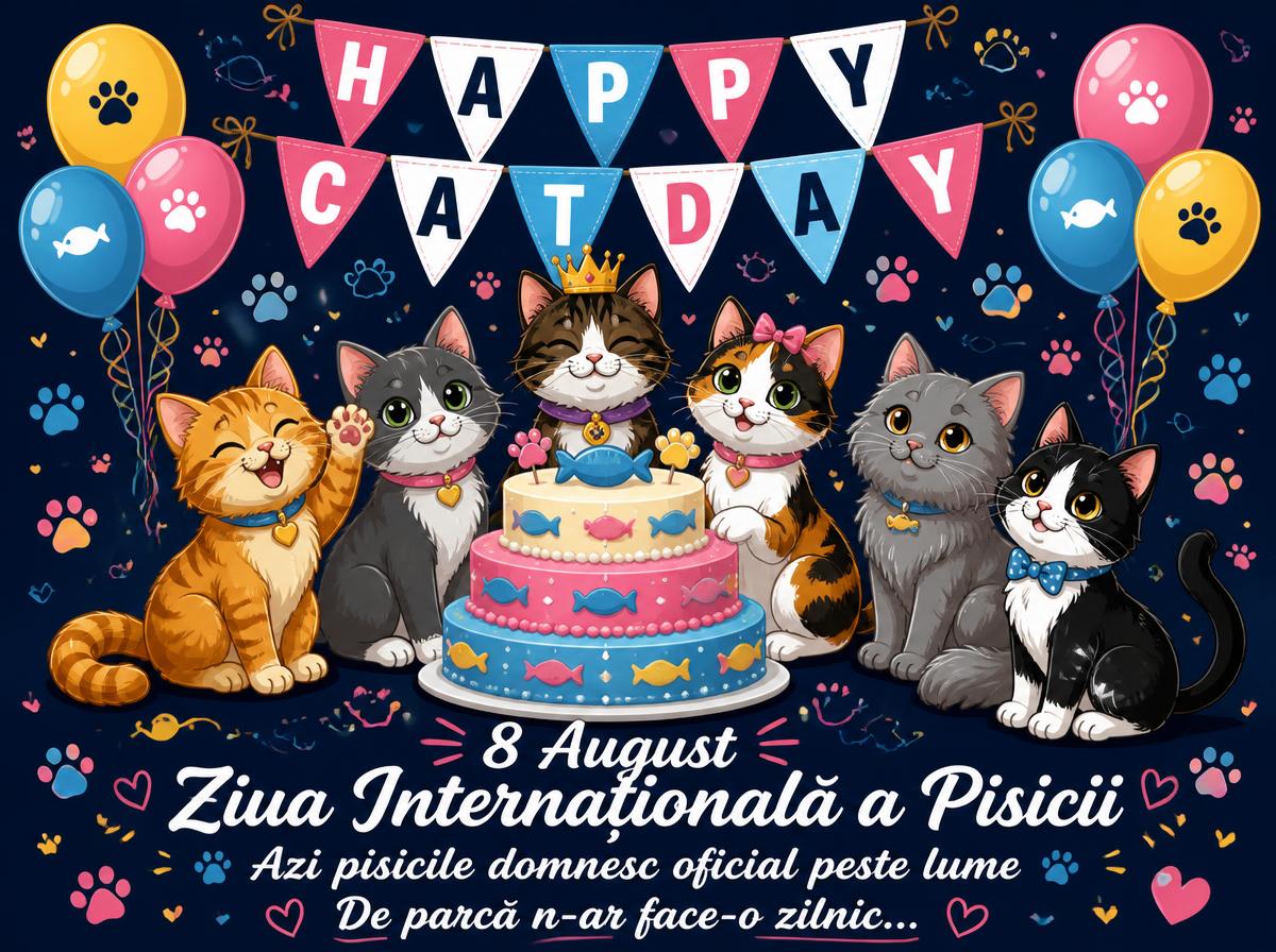 8 August Ziua Internațională a Pisicii Azi pisicile domnesc oficial peste lume De parcă n-ar face-o zilnic…