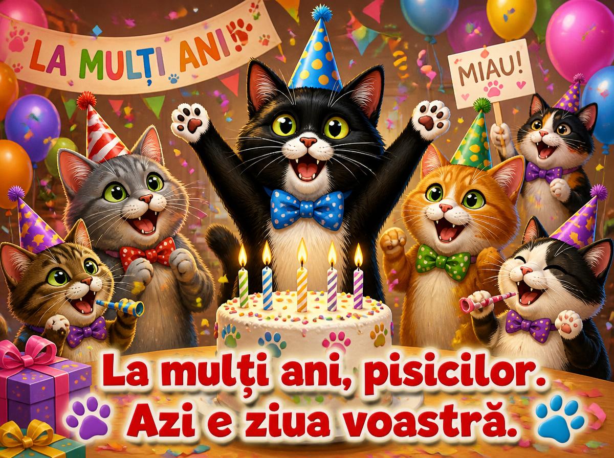 La mulți ani, pisicilor. Azi e ziua voastră.