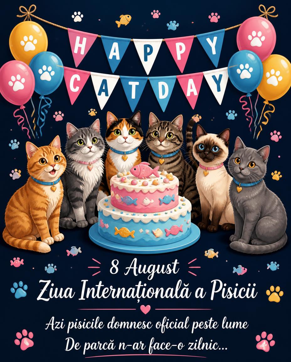 8 August Ziua Internațională a Pisicii Azi pisicile domnesc oficial peste lume De parcă n-ar face-o zilnic…