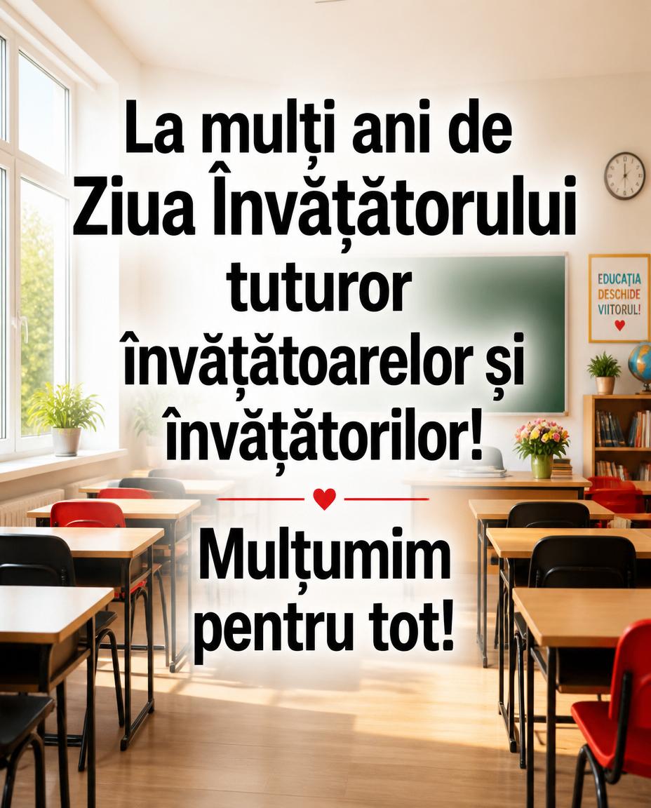 5 iunie - La mulți ani de Ziua Învățătorului tuturor învățătoarelor și învățătorilor!