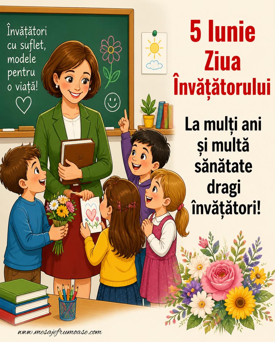 5 Iunie Ziua Învățătorului La mulţi ani şi multă sănătate dragi învățători!